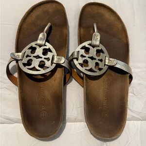 Tory Burch Metallic Silver Sandals